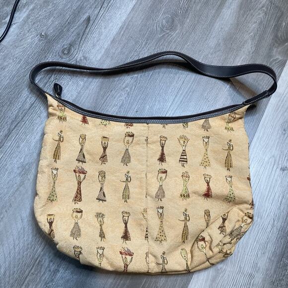 Vintage Etienne Aigner Women Of The World Print Shoulder Bag Boho‎ Leather Cloth - Picture 7 of 7